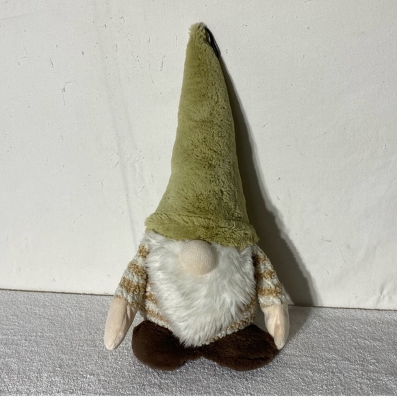 5/$25 Plush Gnome With Fuzzy Green Hat & Striped Shirt - Picture 1 of 15